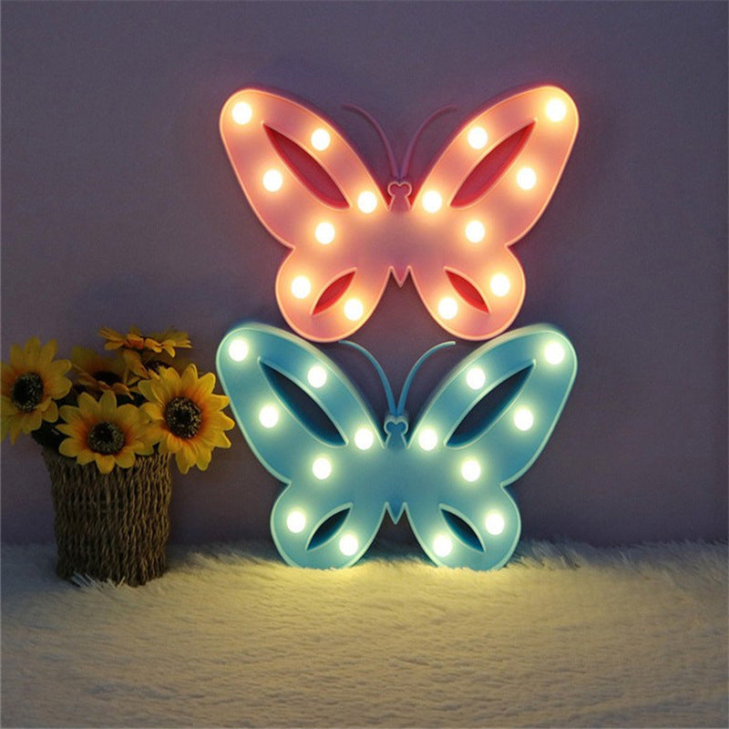 Nordic Butterfly Led Wall Night Lamp - Plastic Nightstand Lighting For Girls Bedroom