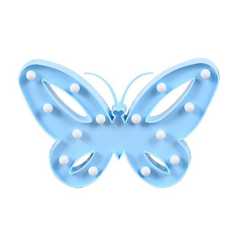 Nordic Butterfly Led Wall Night Lamp - Plastic Nightstand Lighting For Girls Bedroom Blue