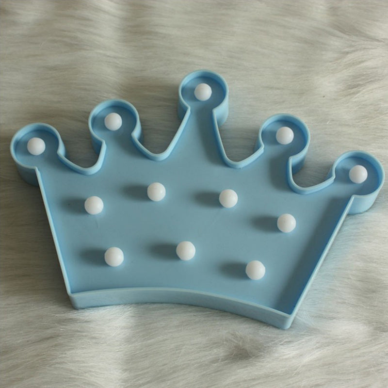 Cartoon Style Plastic Crown Nightstand Lamp - Battery Operated Led Night Light Blue / B
