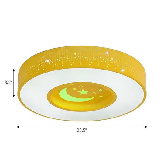 Macaron Acrylic Led Ceiling Lamp - Blue/Yellow/Green 16’/19.5’/23.5’ Round Flush Mount