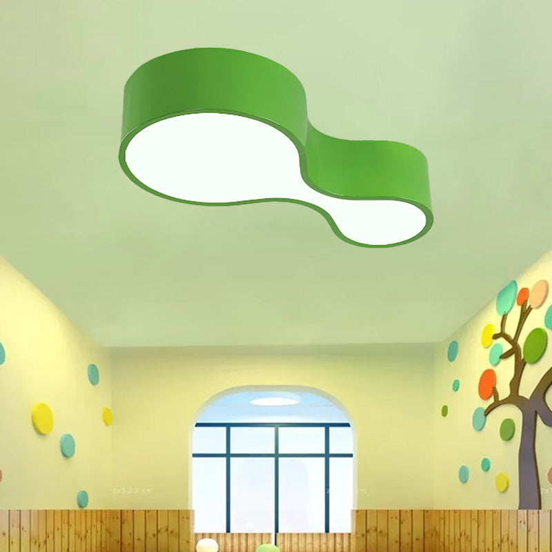 Contemporary Acrylic Led Flush Mount Light For Kindergarten - Red/Yellow/Blue/Green Gourd Shape