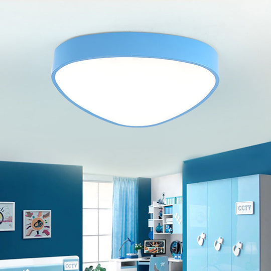 Modern Acrylic Triangle Ceiling Mount Light - Red/Blue/Yellow Led Flush Lamp 18/23.5 Dia Third