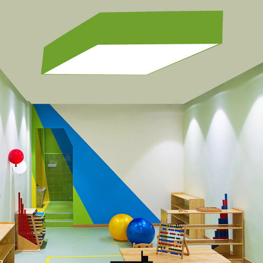 Modern Rhombus Led Ceiling Light For Kindergarten In Multiple Colors - Black White Red Yellow Green