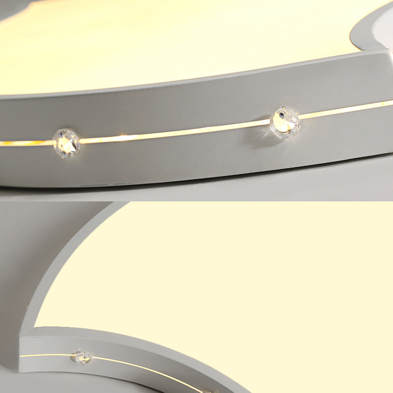 Modern Led Monochromatic Flush Mount Ceiling Light In White For Bedroom