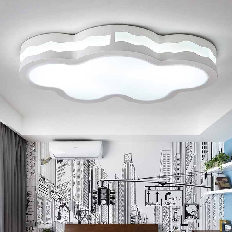 Cartoon Clouds Flush Mount Light - White Acrylic Ceiling Fixture For Children’s Room / 22.5’