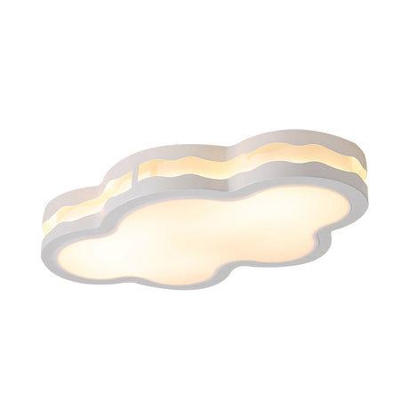 Cartoon Clouds Flush Mount Light - White Acrylic Ceiling Fixture For Children’s Room