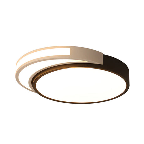 Circle Flush Mount Led Ceiling Light In Modern Black And White Acrylic Design For Bedroom