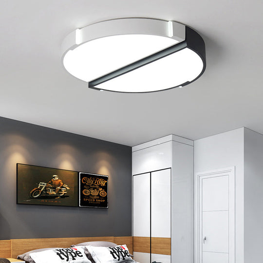 Monochromatic Acrylic Flush Mount Ceiling Light For Dining Room Black-White / 19.5 White