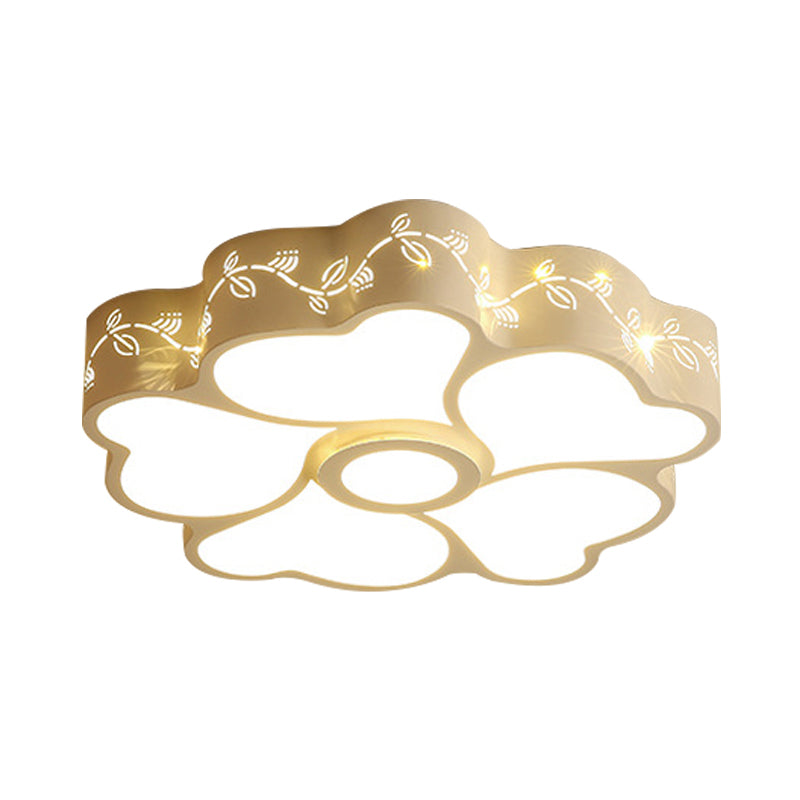 Art Deco Flush Mount Kid’s Bedroom Ceiling Light In White Acrylic