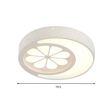 Kids’ Moon And Flower Acrylic Art Deco Flush Mount Ceiling Light For Children’s Room