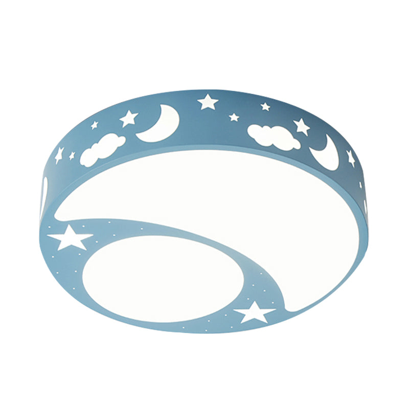 Kid’s Cartoon Led Ceiling Light With Moon Acrylic Fixture - Perfect For Bedrooms