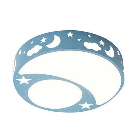 Kid’s Cartoon Led Ceiling Light With Moon Acrylic Fixture - Perfect For Bedrooms