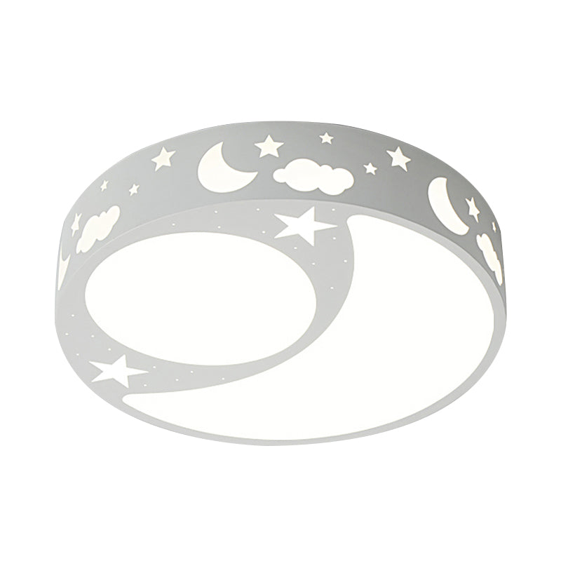 Kid’s Cartoon Led Ceiling Light With Moon Acrylic Fixture - Perfect For Bedrooms