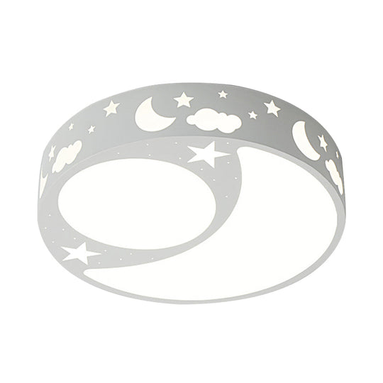 Kid’s Cartoon Led Ceiling Light With Moon Acrylic Fixture - Perfect For Bedrooms