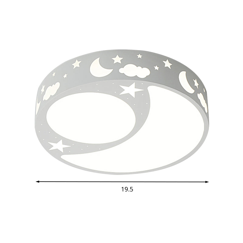 Kid’s Cartoon Led Ceiling Light With Moon Acrylic Fixture - Perfect For Bedrooms