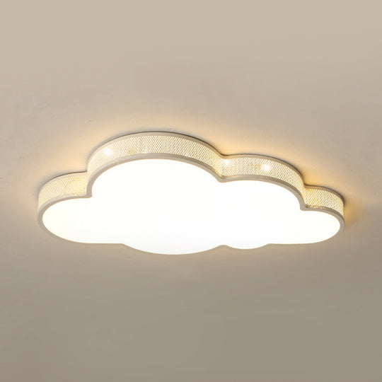 Cloud-Themed Kid Bedroom Acrylic Art Deco Flush Mount Ceiling Light White / 21.5 Warm