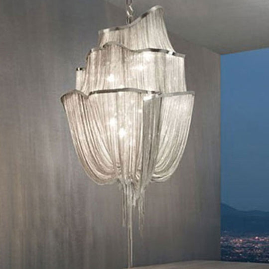 Led Aluminum Flow Chandelier Pendant Light Kit For Contemporary Living Room