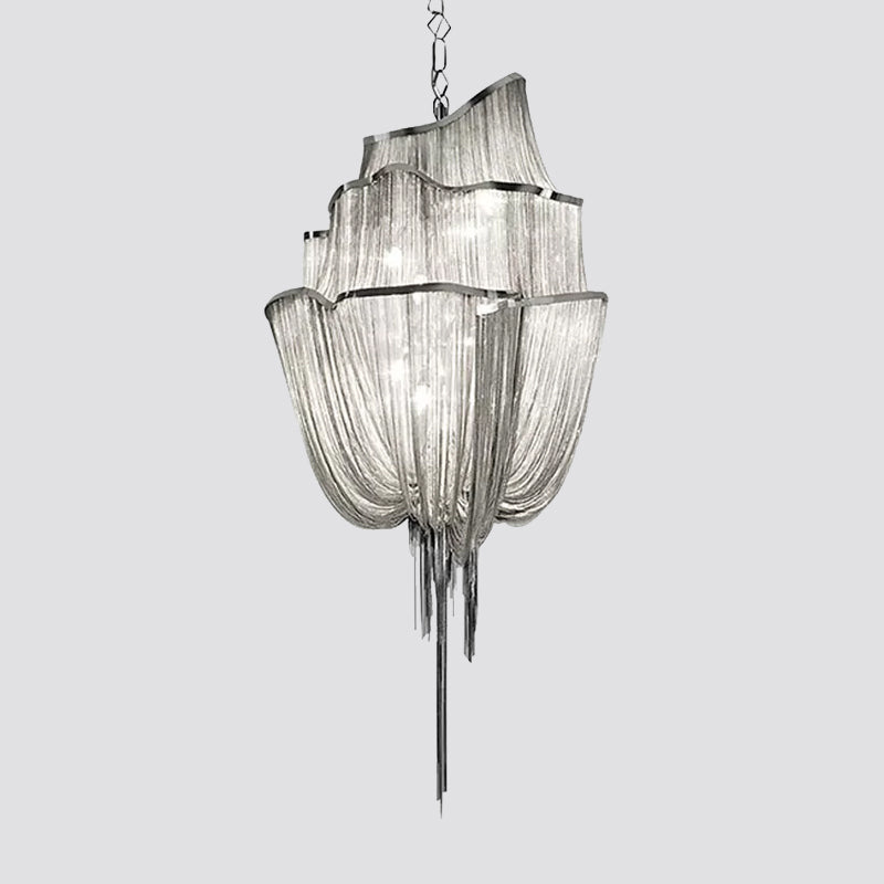 Led Aluminum Flow Chandelier Pendant Light Kit For Contemporary Living Room