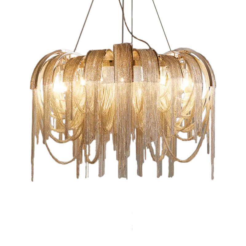 Modern Led Chandelier - Aluminum Chain Suspension Lamp For Dining Room Gold