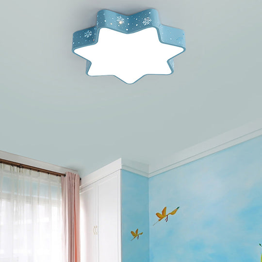 15/19/23 Macaron Star Ceiling Mounted Led Flush Light In Pink/Blue For Kids Bedroom - Warm/White/2