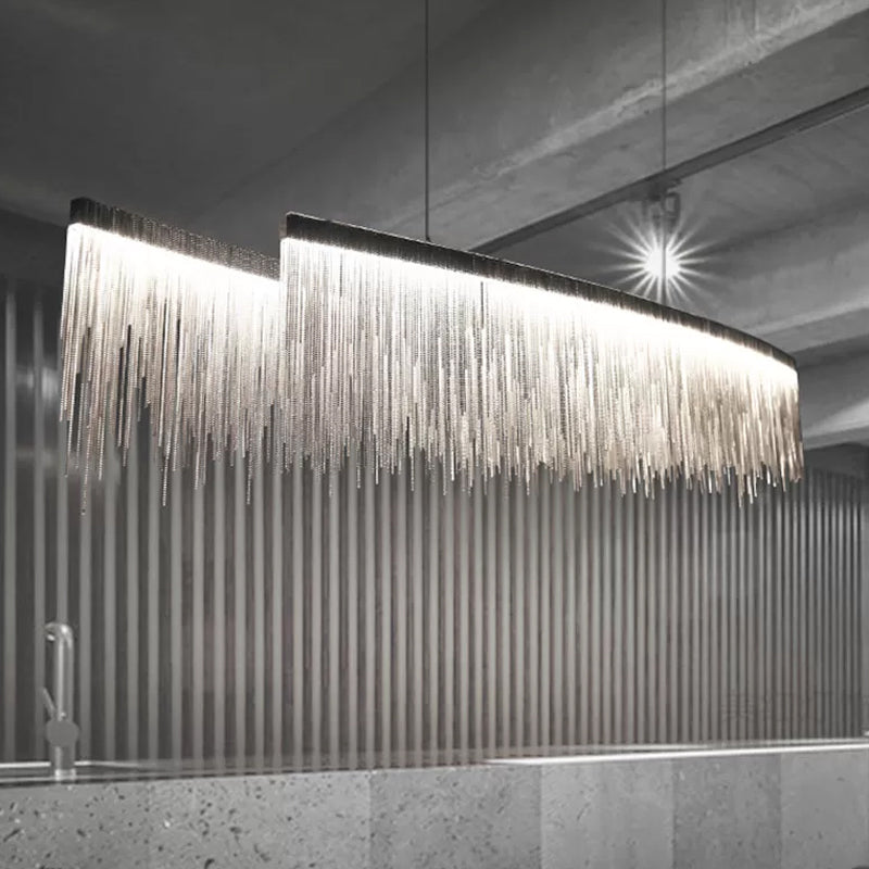 Led Ceiling Chandelier With Aluminum Shade - Modernist Linear Drop Pendant For Living Room