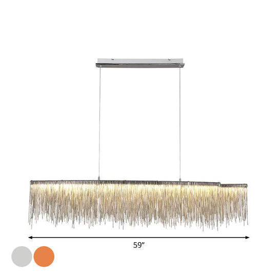 Led Ceiling Chandelier With Aluminum Shade - Modernist Linear Drop Pendant For Living Room