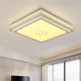 Modern Led Crystal Ceiling Light For Living Room - Tetragon Flush Mount White / Small
