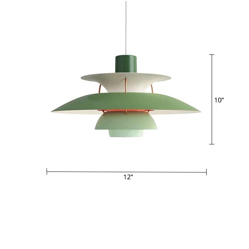 Simplicity Metal Pendulum Light For Dining Room Ceiling - Tiered Design With 1 Head Suspension