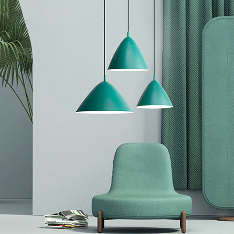 Modernist Tapered Pendant Light Fixture - Metallic Hanging For Dining Room Green / Small