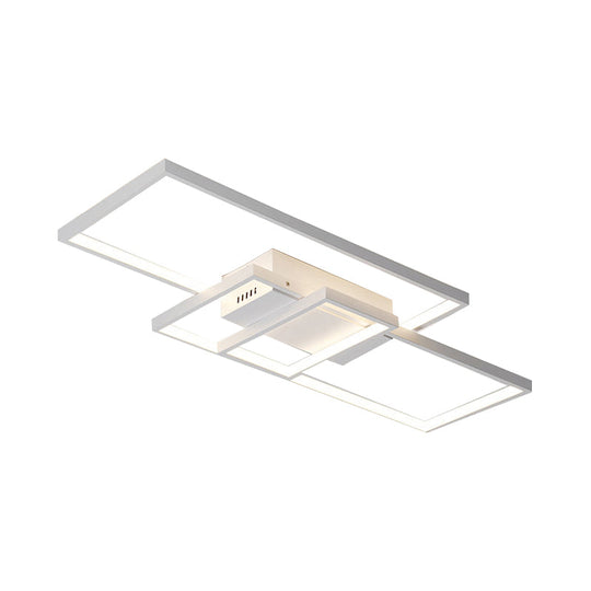 Contemporary Acrylic Led Flush Ceiling Light - 33.5/41 Wide Flushmount Lighting In Black/White