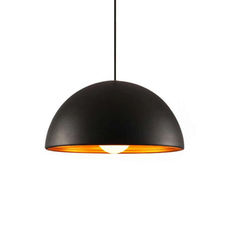 Hemisphere Industrial Metal Pendant - 1 Light Down Lighting For Dining Room Suspension