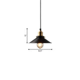 Farmhouse Black Metal Pendant Light With Wide Flare Ceiling Suspension - 1 Fixture