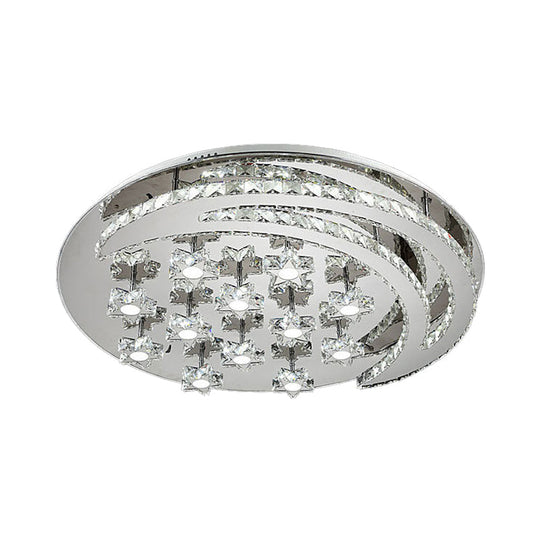 Contemporary Chrome Flush Light With Clear Crystal Moon And Star Design - Led Close To Ceiling Lamp