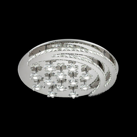 Contemporary Chrome Flush Light With Clear Crystal Moon And Star Design - Led Close To Ceiling Lamp