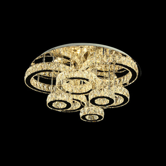 Modern Chrome Crystal Flush Mount Led Lamp For Bedroom Ceiling