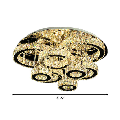 Modern Chrome Crystal Flush Mount Led Lamp For Bedroom Ceiling