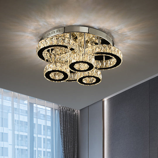 Modern Chrome Crystal Flush Mount Led Lamp For Bedroom Ceiling