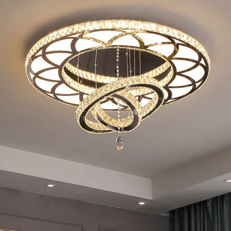 Minimalist Flush Mount Led Crystal Ring Light For Living Room Ceiling
