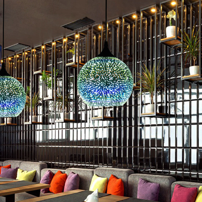 Modern Firework Glass Pendant Lamp For Dining Room With 1 Bulb - Geometry Design