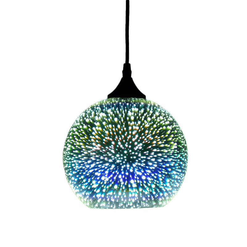 Modern Geometry Glass Pendant Lamp 3D Firework Design 1-Bulb Hanging Light Fixture For Dining Room