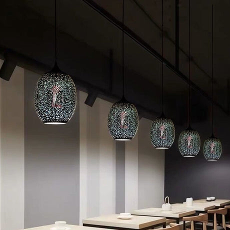 Modern Geometry Glass Pendant Lamp 3D Firework Design 1-Bulb Hanging Light Fixture For Dining Room