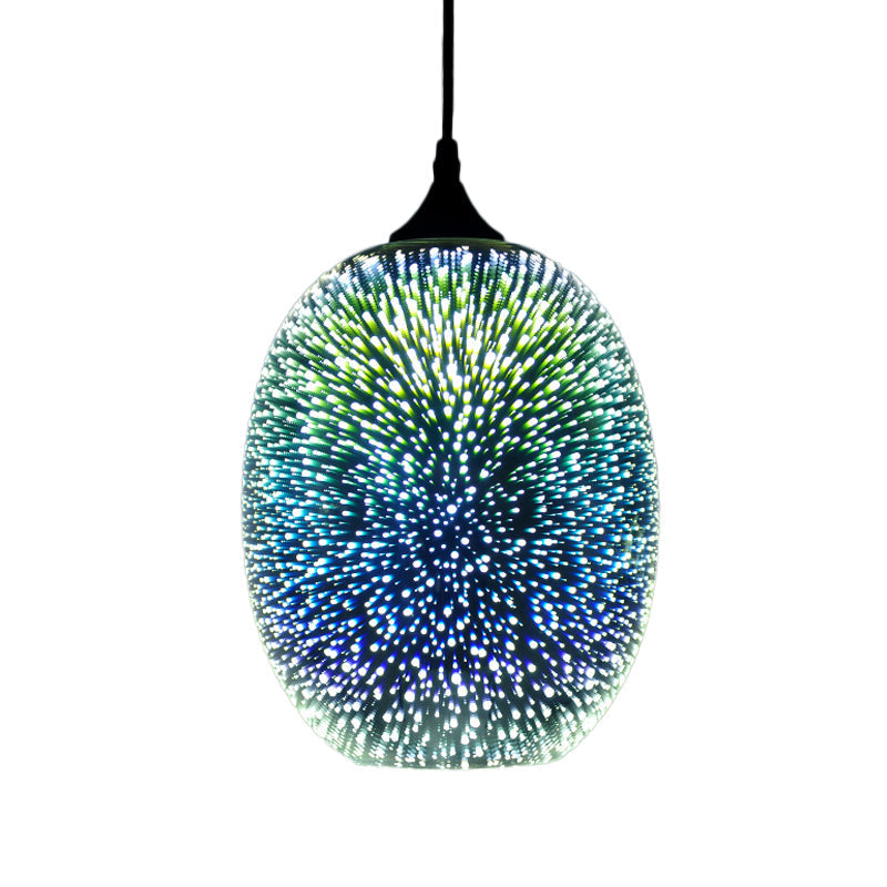 Modern Geometry Glass Pendant Lamp 3D Firework Design 1-Bulb Hanging Light Fixture For Dining Room