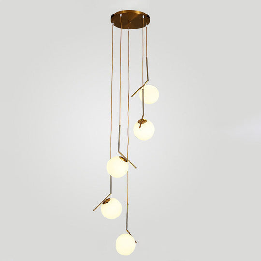 Opal Glass Multi-Light Pendant With Minimalist Sphere Design – Stylish Metal Arm Suspension Lamp