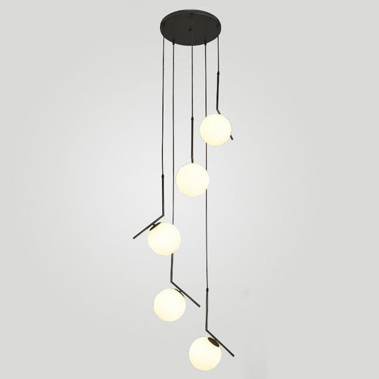 Sleek Opal Glass Pendant Lamp With Multi Light Spheres - Minimalist Design Perfect For Living Rooms
