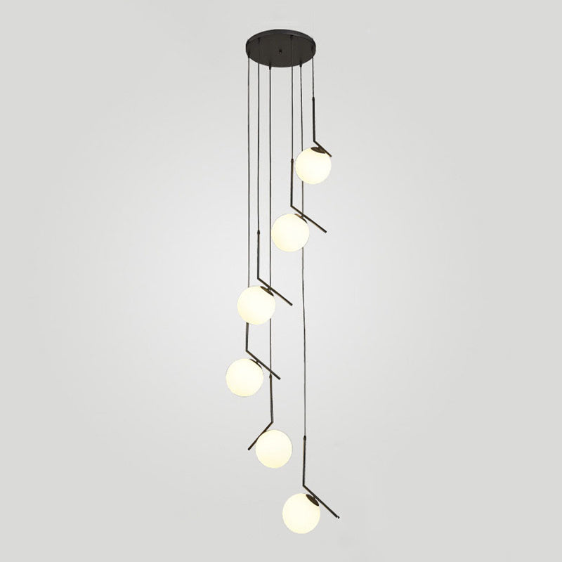 Opal Glass Multi-Light Pendant With Minimalist Sphere Design – Stylish Metal Arm Suspension Lamp