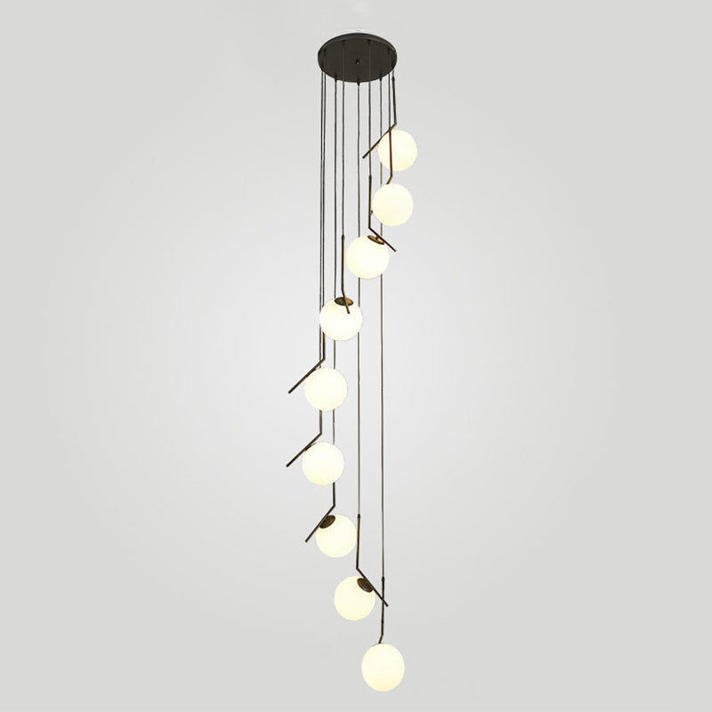 Sleek Opal Glass Pendant Lamp With Multi Light Spheres - Minimalist Design Perfect For Living Rooms