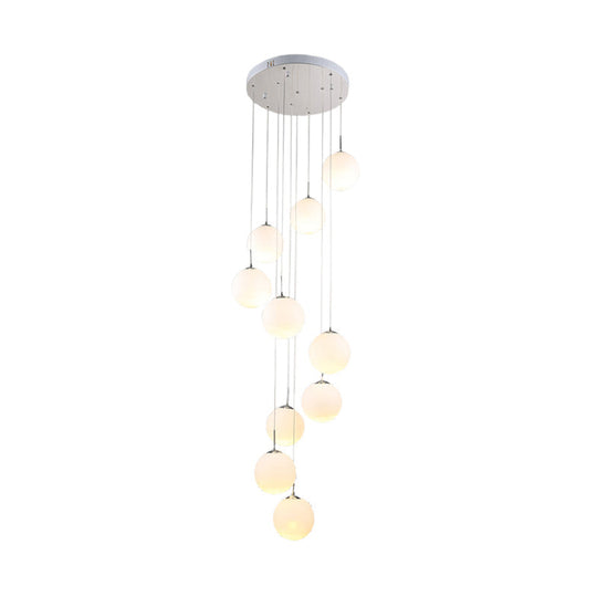 Modern White Glass Pendant Lamp With Multi Lights For Living Room Ceiling Suspension