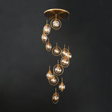 Modernist 13-Head Cluster Pendant Light - Black Spherical Hanging Lamp Kit With Glass Shade