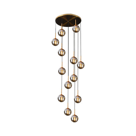Modernist 13-Head Cluster Pendant Light - Black Spherical Hanging Lamp Kit With Glass Shade 13 /