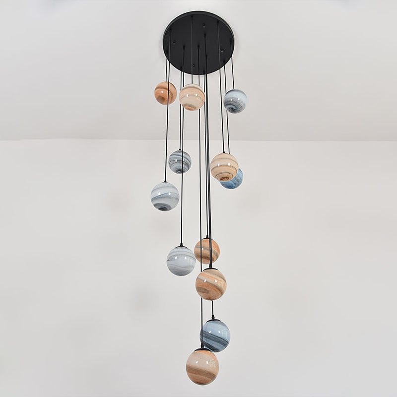 Modernist Textured Glass Pendant Light With Multi-Light Suspension - Black 12 /